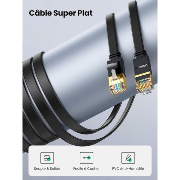 Ugreen Cable Ethernet Flat CAT7 U/FTP 1M (11260) Connectique UGREEN, Ultra Pc Gamer Maroc