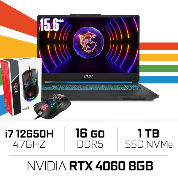 MSI CYBORG 15 A12VF i7-12650H/16GB DDR5/1TB SSD/RTX4060 8GB/15.6'' 144Hz PC Portables Gamer MSI, Ultra Pc Gamer Maroc