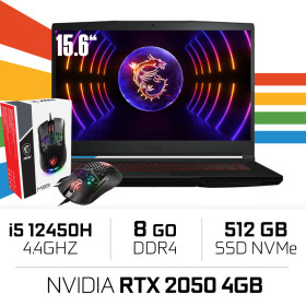 MSI GF63 12UCX THIN i5-12650H/8GB/512GB SSD/RTX2050 4GB/15.6'' Win11 PC Portables Gamer MSI, Ultra Pc Gamer Maroc