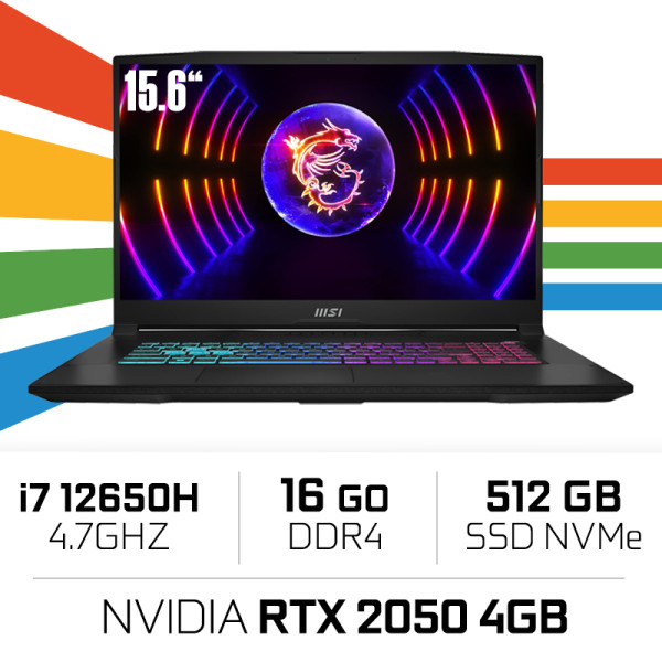 MSI GF63 12UCX THIN i7-12650H/16GB/512GB SSD/RTX2050 4GB/15.6'' Win11 PC Portables Gamer MSI, Ultra Pc Gamer Maroc