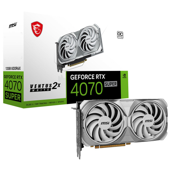 MSI GeForce RTX 4070 SUPER 12G VENTUS 2X WHITE OC Cartes graphiques MSI, Ultra Pc Gamer Maroc
