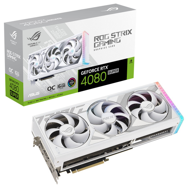 ASUS ROG Strix GeForce RTX 4080 SUPER White OC Edition 16GB Cartes graphiques ASUS, Ultra Pc Gamer Maroc