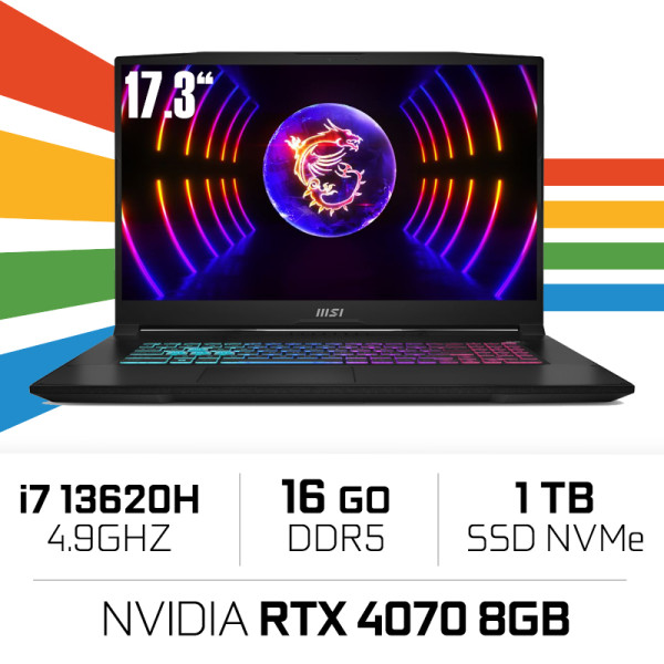 MSI Katana 17 B13VGK i7-13700H/16 Go DDR5/1TB SSD/RTX4070/17,3" 240Hz QHD PC Portables Gamer MSI, Ultra Pc Gamer Maroc