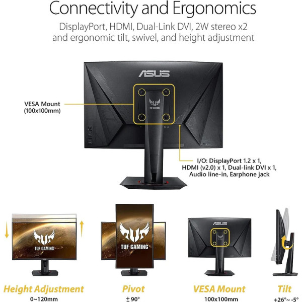 ASUS VG27VQ 27" LED 165 Hz Moniteurs ASUS, Ultra Pc Gamer Maroc