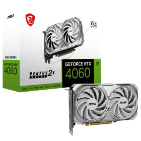 MSI GeForce RTX 4060 VENTUS 2X WHITE OC 8GB GDDR6 Cartes graphiques MSI, Ultra Pc Gamer Maroc