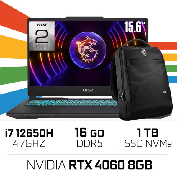 MSI CYBORG 15 A12VF i7-12650H/16GB DDR5/1TB SSD/RTX4060 8GB/15.6'' 144Hz PC Portables Gamer MSI, Ultra Pc Gamer Maroc
