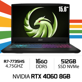 MSI BRAVO 15 C7VFK Ryzen 7 7735HS 2X8GB 512GB NVMe PCIe SSD Gen4x4 RTX 4060 8GB 15.6" FHD 144Hz IPS PC Portables Gamer MSI, U...