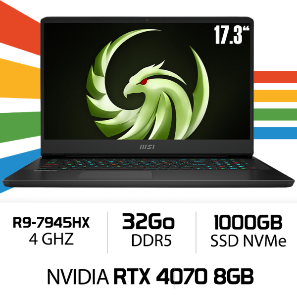 MSI ALPHA 17 C7VG AMD R9 7945HX/32GB/1TB SSD/RTX 4070 8GB/17.3'' QHD IPS 240Hz PC Portables Gamer MSI, Ultra Pc Gamer Maroc