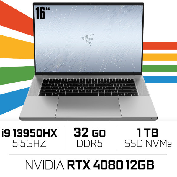 Razer Blade 16 Mercury i9-13950HX/32GB/1TB SSD/RTX4080 12GB/16'' PC Portables Gamer Razer, Ultra Pc Gamer Maroc