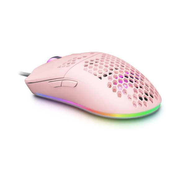Souris Gaming Mars Gaming MMRM Officielle Real Madrid - 3200 DPI, Ambidextre, Câble Tressé - Blanc/Bleu