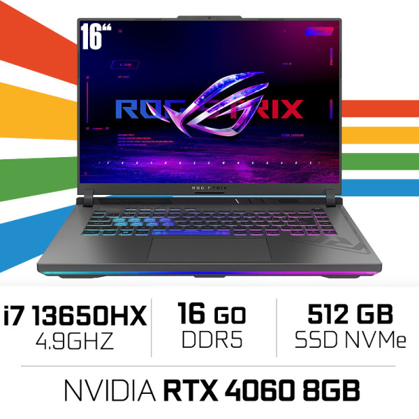 ASUS ROG STRIX G16 G614JU Intel Core i7-13650HX/16GB DDR5/512GB SSD/RTX4060 16" PC Portables Gamer ASUS, Ultra Pc Gamer Maroc