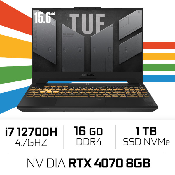 ASUS TUF Gaming F15 FX507 Intel Core i7-12700H/16GB/1TB SSD/RTX4070 15.6" PC Portables Gamer ASUS, Ultra Pc Gamer Maroc