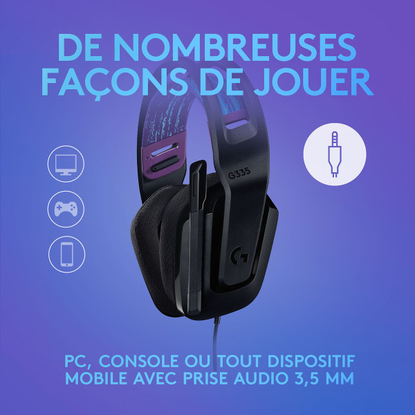 Logitech G G335 (Black) Casques Logitech, Ultra Pc Gamer Maroc