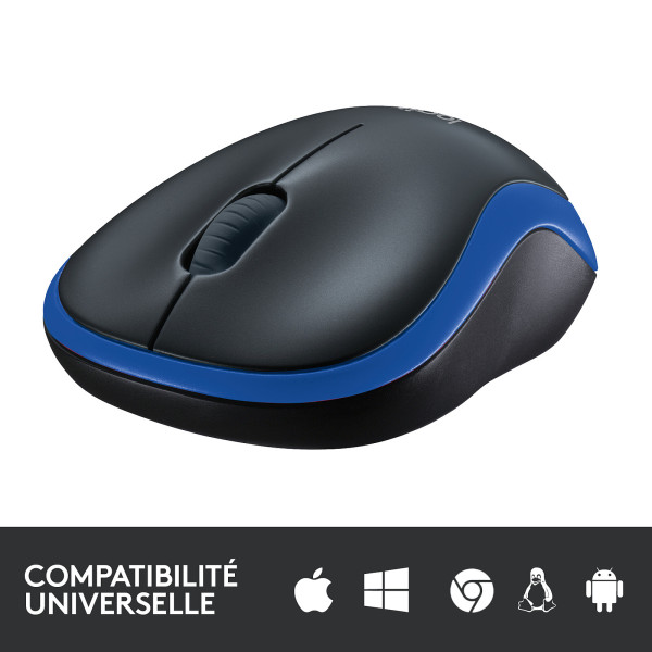 Logitech Wireless Mouse M185 (Blue) Souris Logitech, Ultra Pc Gamer Maroc