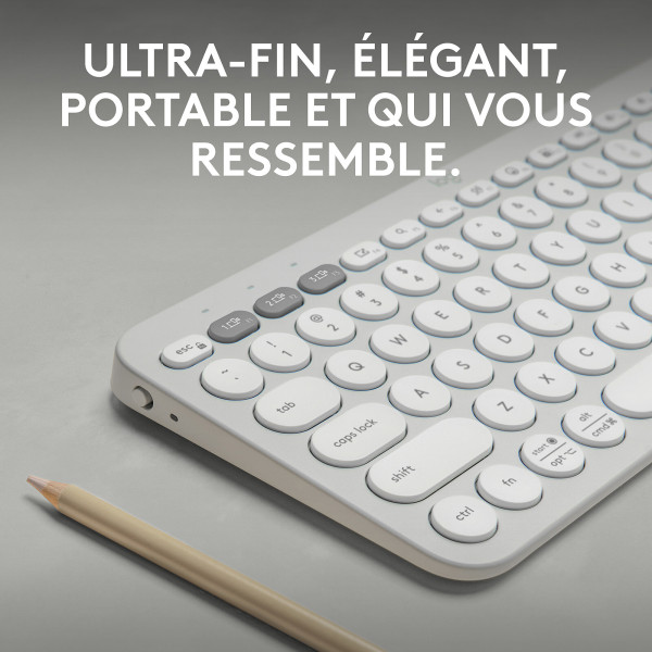 Logitech Pebble Keys 2 K380s (White) Claviers Logitech, Ultra Pc Gamer Maroc