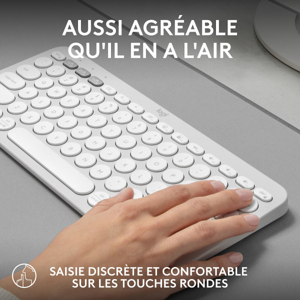 Logitech Pebble Keys 2 K380s (White) Claviers Logitech, Ultra Pc Gamer Maroc