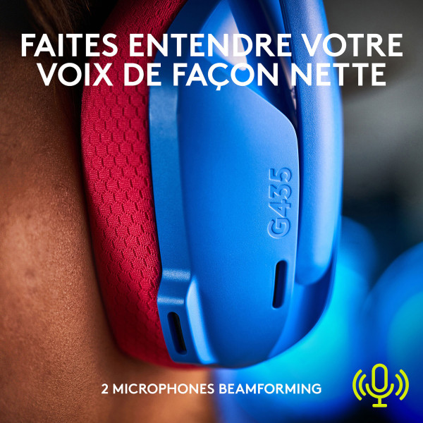 Logitech G G435 (Blue) Casques Logitech, Ultra Pc Gamer Maroc