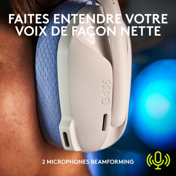 Logitech G G435 (White) Casques Logitech, Ultra Pc Gamer Maroc