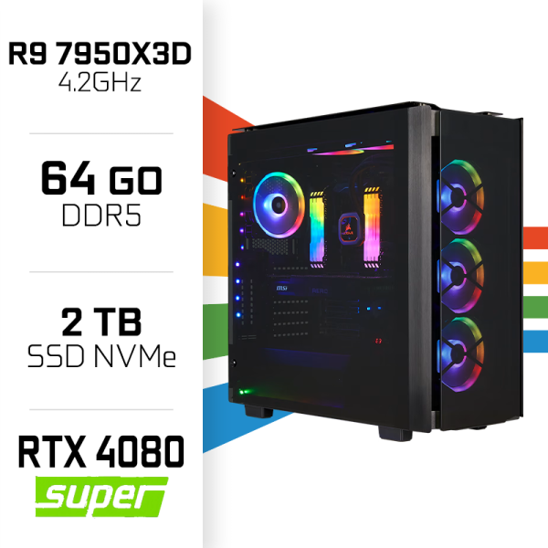 PC Gamer UltraPC Ryzen 9 7950X3D/2TB SSD/64GB DDR5/RTX4080 SUPER 16GB PC Gamer Avancé UltraPC, Ultra Pc Gamer Maroc