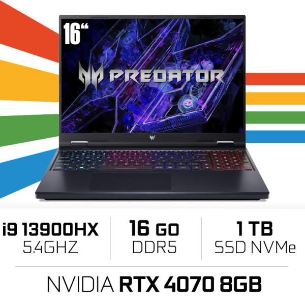 Acer Predator Helios Neo 16 i9-13900HX/16GB DDR5/1TB SSD/RTX4070 8GB/16'' 165Hz IPS PC Portables Gamer Acer, Ultra Pc Gamer M...