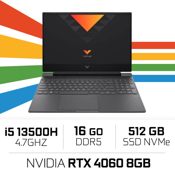 HP Victus 16-r0024nf i5-13500H/16GB/512GB SSD/RTX4060 8GB/16.1'' 144Hz PC Portables Gamer Hewlett-Packard, Ultra Pc Gamer Maroc