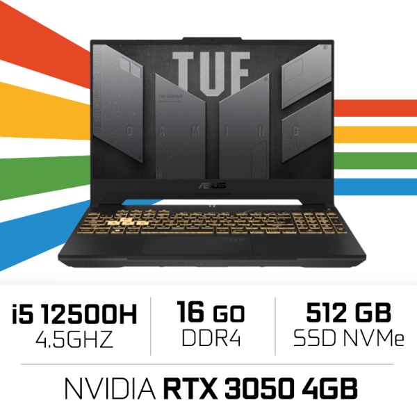 ASUS TUF Gaming F15 FX567Z i5 12500H/16GB DDR4/512GB SSD/RTX 3050/15.6″ IPS PC Portables Gamer ASUS, Ultra Pc Gamer Maroc