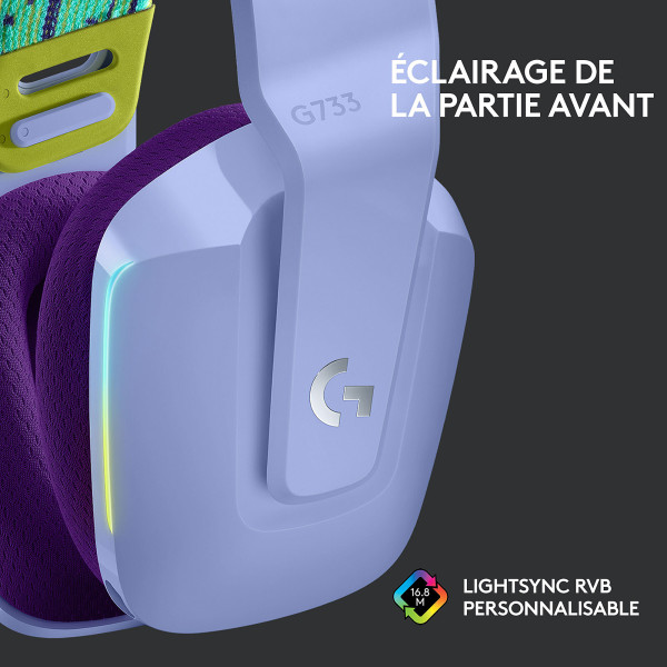 Logitech G733 Lightspeed (Lilac) Casques Logitech, Ultra Pc Gamer Maroc