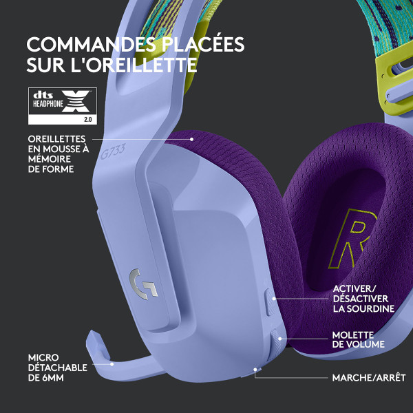 Logitech G733 Lightspeed (Lilac) Casques Logitech, Ultra Pc Gamer Maroc