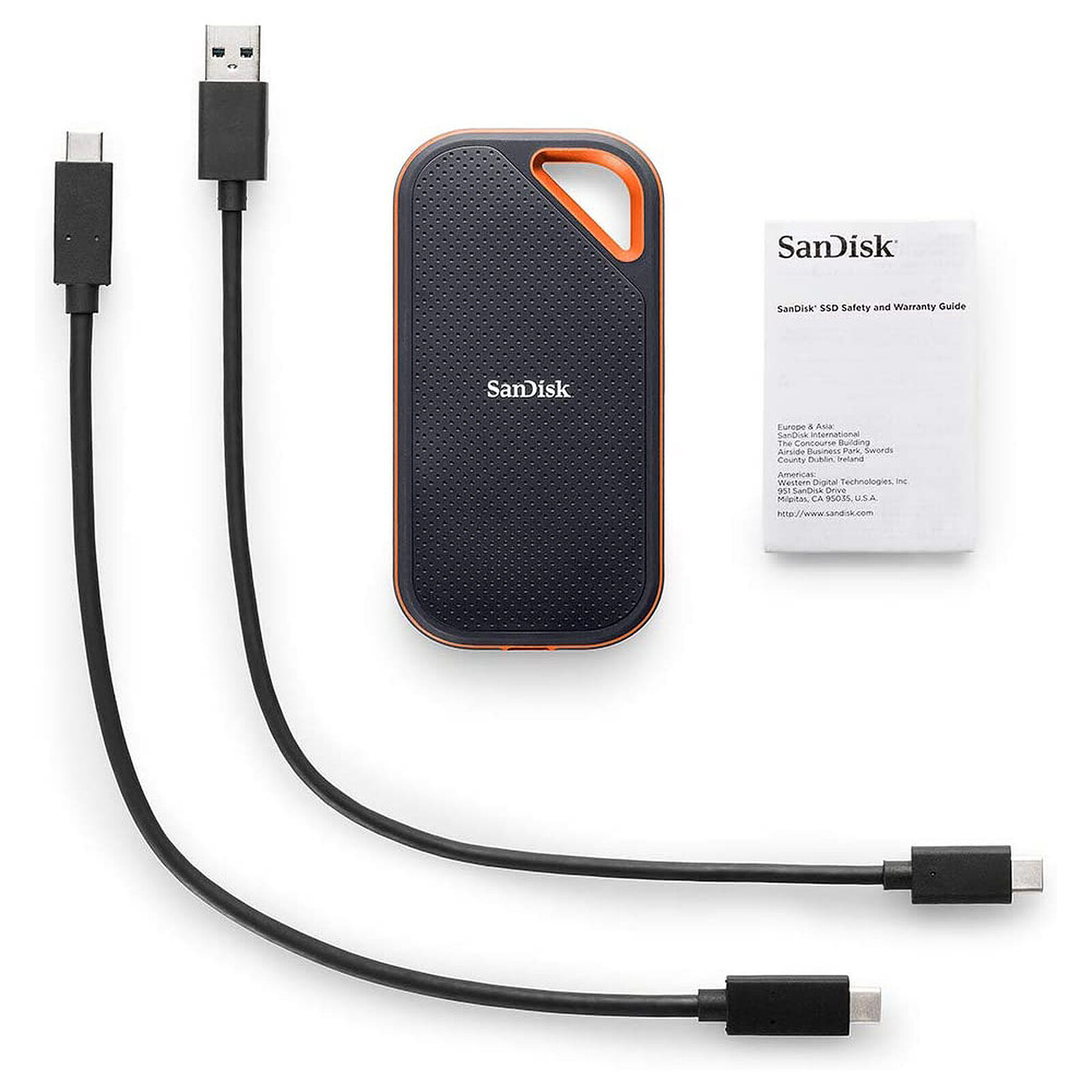 SSD Externe SanDisk Extreme Portable 1To - Vitesse 1050/1000 Mo/s, USB-C, IP65, Chiffrement AES 256