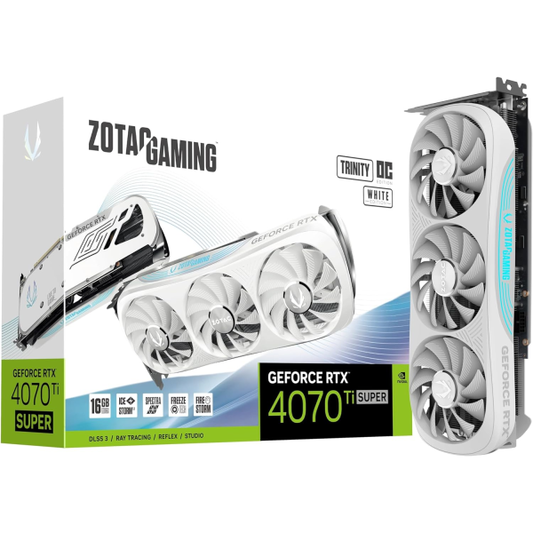 Zotac GeForce RTX 4070 Ti SUPER Trinity OC White Edition 16GB GDDR6X Cartes graphiques Zotac, Ultra Pc Gamer Maroc