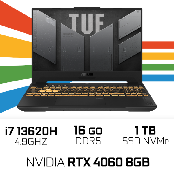 ASUS TUF Gaming F15 TUF507VV Intel Core i7 13620H/16GB/1TB SSD/RTX4060 8GB/15.6'' 144Hz PC Portables Gamer ASUS, Ultra Pc Gam...