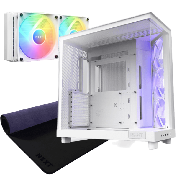 NZXT H6 Flow RGB White + NZXT Kraken 240 RGB White (NZXT MXP700 Black Gratuit) Processeurs UltraPC, Ultra Pc Gamer Maroc