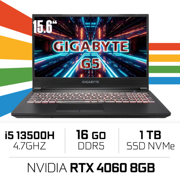 Gigabyte G5 KF5 i5 13500H/16GB/1TB SSD/RTX4060 8GB/15.6'' 144Hz PC Portables Gamer Gigabyte, Ultra Pc Gamer Maroc