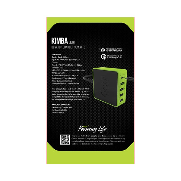 Goui KIMBA Lite Chargeur de Bureau 5 ports 36W Chargeur Goui, Ultra Pc Gamer Maroc