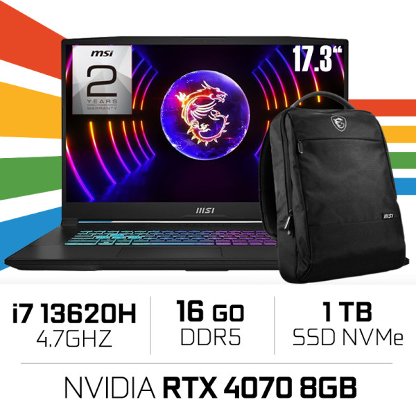 MSI Katana 17 B13VGK i7-13620H/16 Go DDR5/1TB SSD/RTX4070/17,3" 144 Hz PC Portables Gamer MSI, Ultra Pc Gamer Maroc