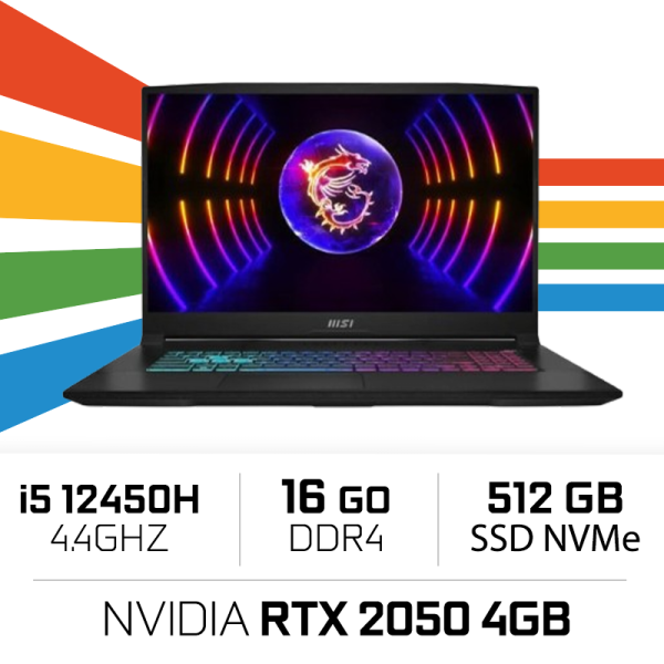 MSI Thin GF63 12UCX i5-12450H/16GB/512GB SSD/RTX2050 4GB/15.6'' PC Portables Gamer MSI, Ultra Pc Gamer Maroc
