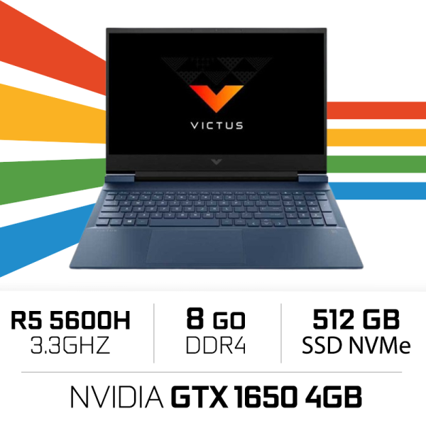 HP VICTUS 16 AMD R5 5600H/8GB/512GB SSD/GTX1650 4GB/16.1'' 144Hz PC Portables Gamer Hewlett-Packard, Ultra Pc Gamer Maroc