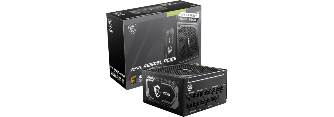 MSI MAG A1250GL PCIE5 80PLUS Gold 1250W Plus de 900 W MSI Maroc