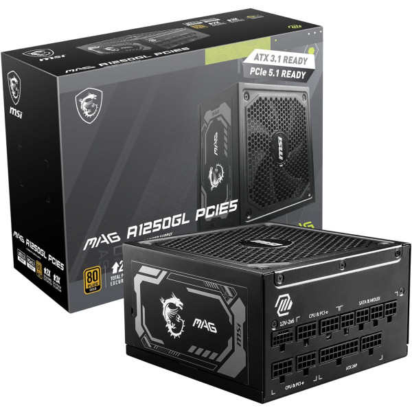 MSI MAG A1250GL PCIE5 80PLUS Gold 1250W Alimentations PC MSI, Ultra Pc Gamer Maroc