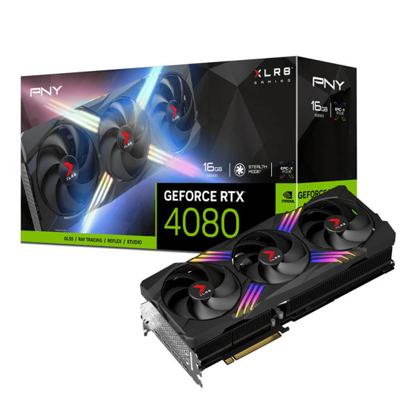 PNY GeForce RTX 4080 16GB XLR8 Gaming Verto EPIC-X RGB Triple Fan Cartes graphiques PNY, Ultra Pc Gamer Maroc