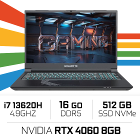 Gigabyte G5 KF5-H3FR353SD/i7 13620H/16GB/512GB/4060 8GB PC Portables Gamer Gigabyte, Ultra Pc Gamer Maroc