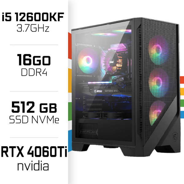 PC Gamer UltraPC Core i5 12600KF/512GB SSD/16GB/RTX4060TI PC Gamer Standard UltraPC, Ultra Pc Gamer Maroc