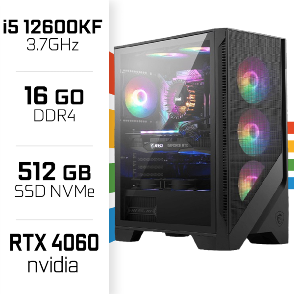PC Gamer UltraPC Core i5 12600KF/512GB SSD/16GB/RTX4060 PC Gamer Standard UltraPC, Ultra Pc Gamer Maroc
