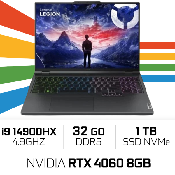 Lenovo Legion Pro 5 16IRX9 i9-14900HX/32GB DDR5/1TB SSD/RTX 4060/16″ WQXGA 240Hz PC Portables Gamer Lenovo, Ultra Pc Gamer Maroc