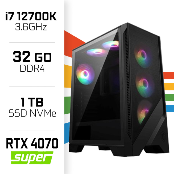PC Gamer UltraPC Intel Core i7 12700K/1TB SSD/32GB DDR4/RTX4070 SUPER PC Gamer Avancé UltraPC, Ultra Pc Gamer Maroc