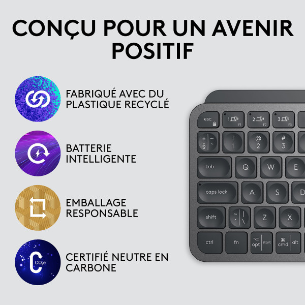 Logitech MX Keys Mini (Graphite) Claviers Logitech, Ultra Pc Gamer Maroc