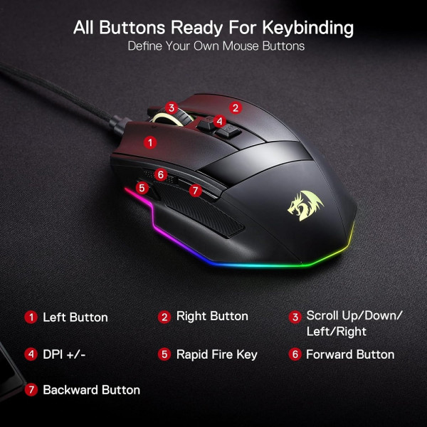 Redragon M813 Wired RGB Souris Redragon, Ultra Pc Gamer Maroc