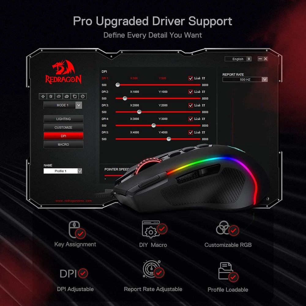 Redragon M612 Predator RGB Souris Redragon Maroc