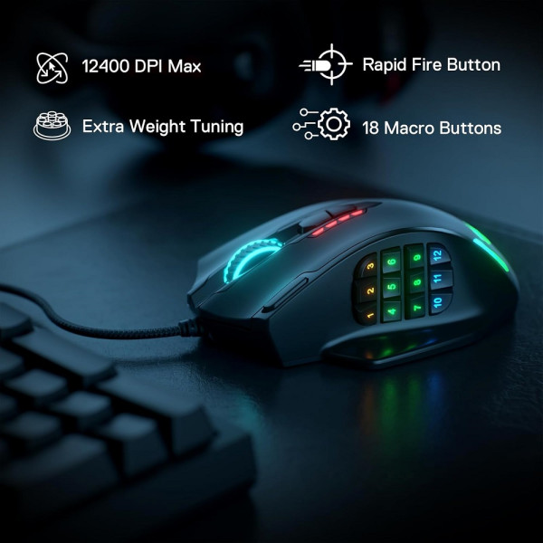 Redragon M908 Impact RGB MMO Souris Redragon, Ultra Pc Gamer Maroc