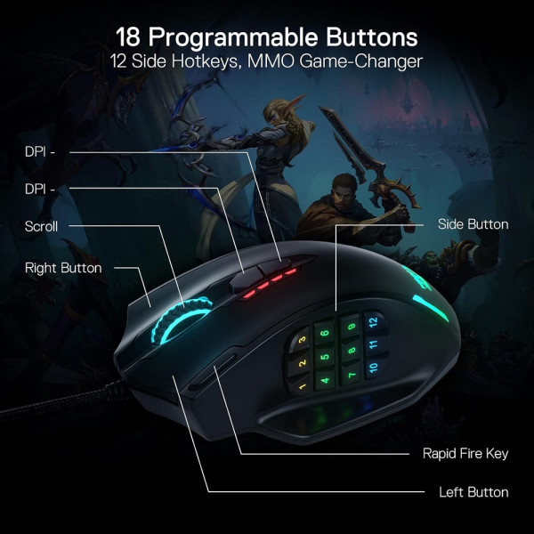 Redragon M908 Impact RGB MMO Souris Redragon, Ultra Pc Gamer Maroc